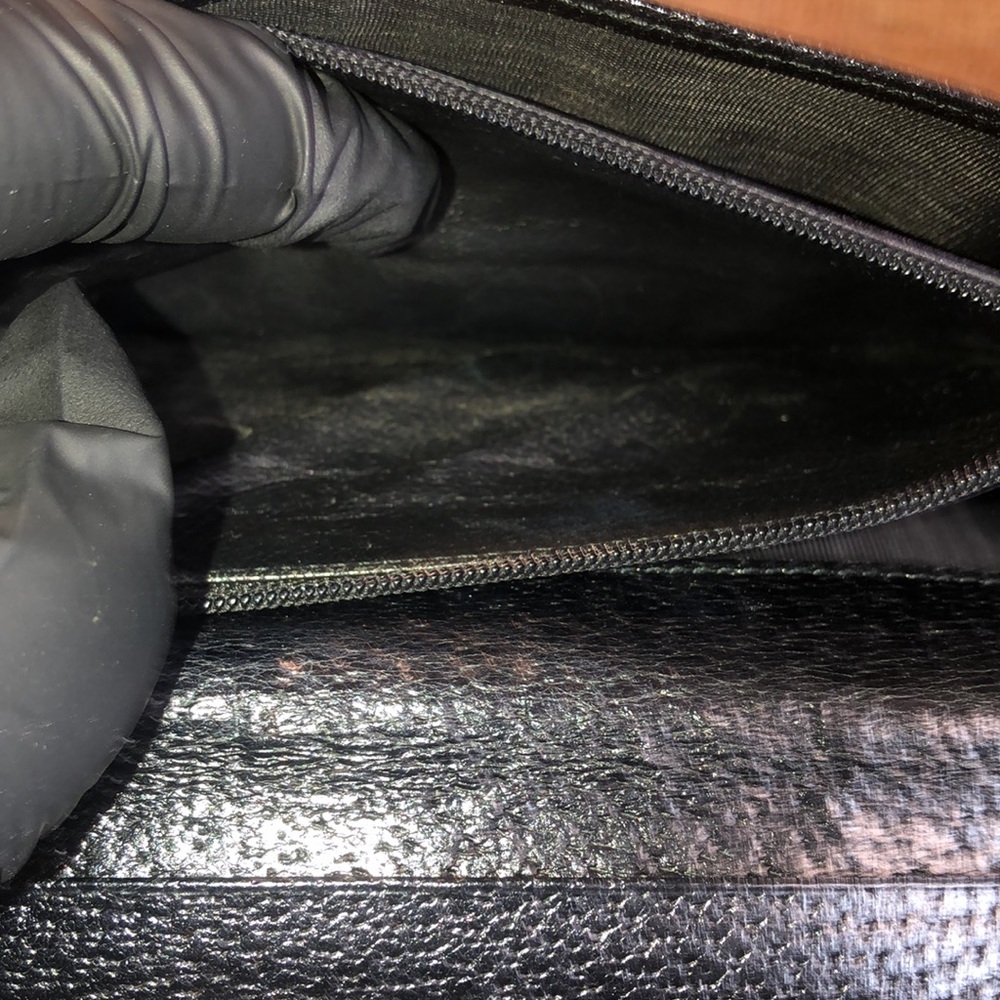 RARE GUCCI Black Lambskin Trifold Long Wallet with Silver G Clasp Vintage - Picture 15 of 17